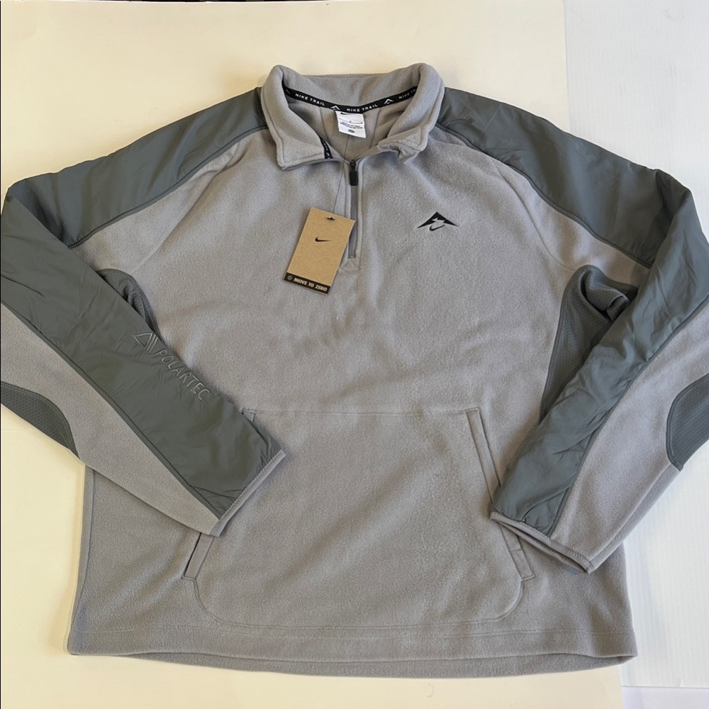 New Nike Polartec Men’s zip up Gray Fleece Pullover in size large